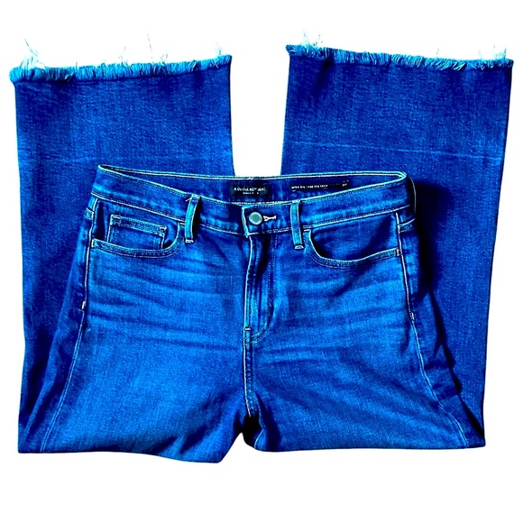 Banana Republic HIGH-RISE WIDE-LEG CROP Women’s Blue Jeans 28P Petite Raw Hem - Picture 2 of 9